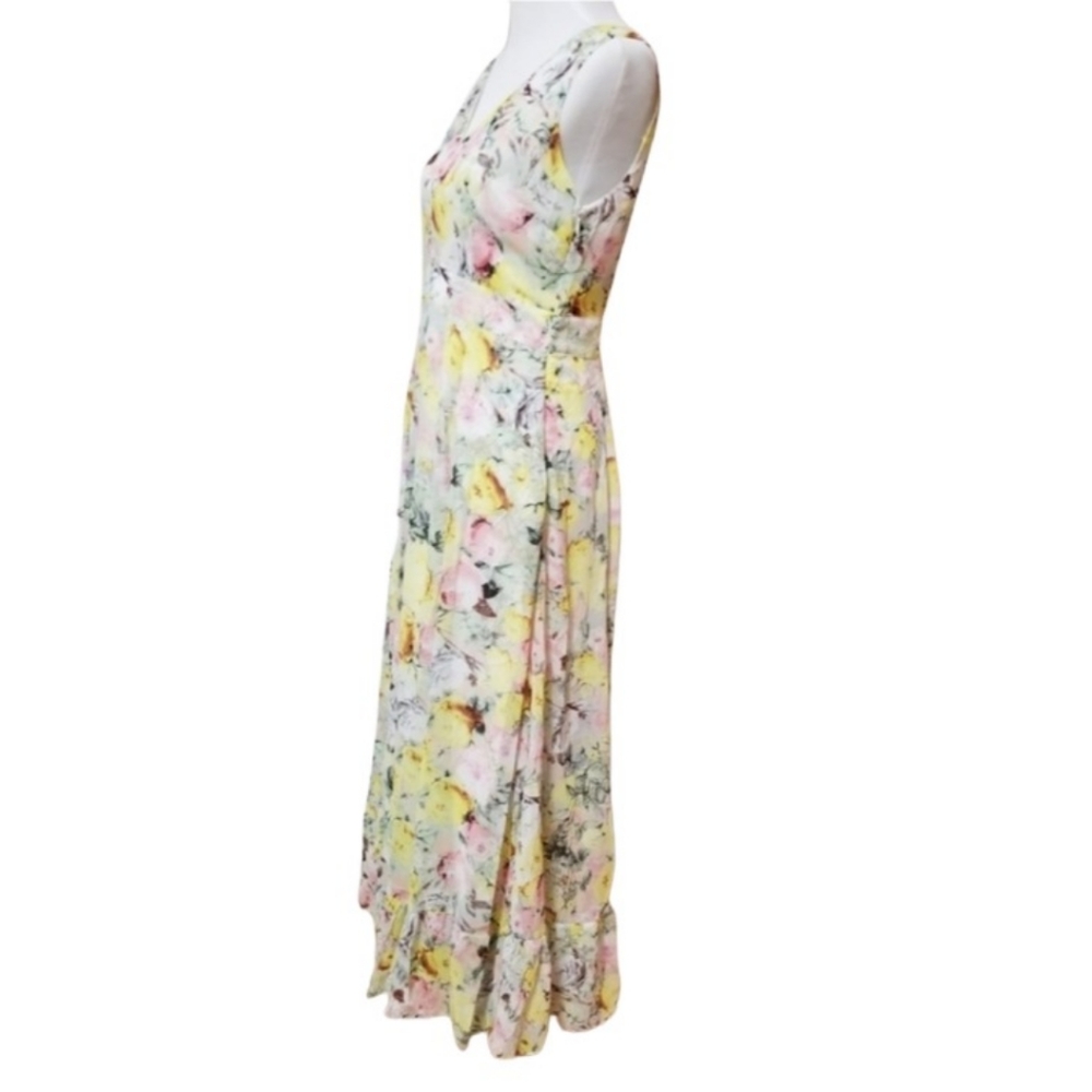🆕️⬇️Joan Vass Yellow Rose Multi Floral Maxi Dress - Picture 3 of 8